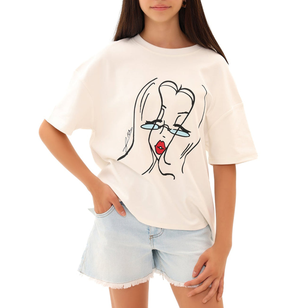 Rouge Line Tee by Elza