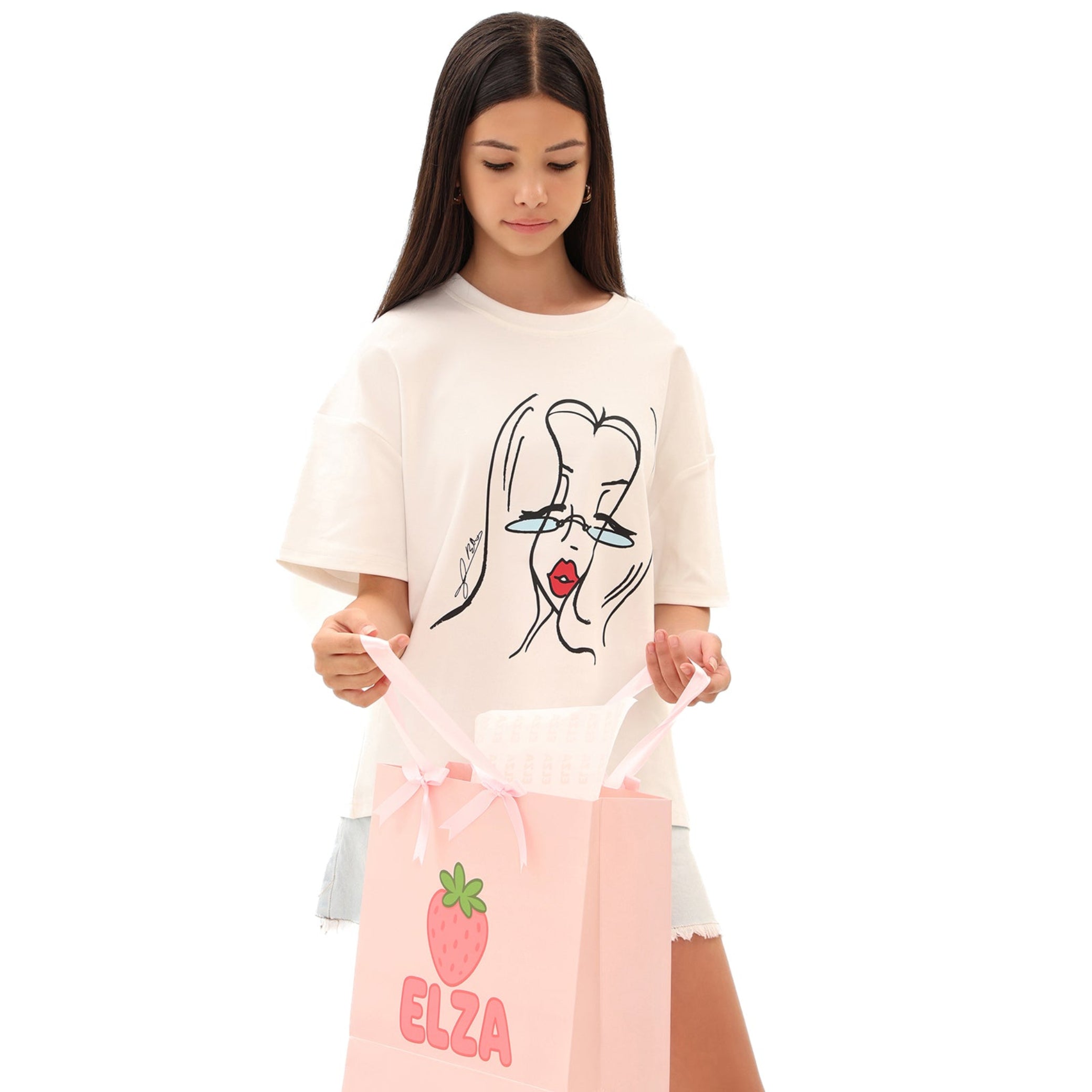 Rouge Line Tee by Elza